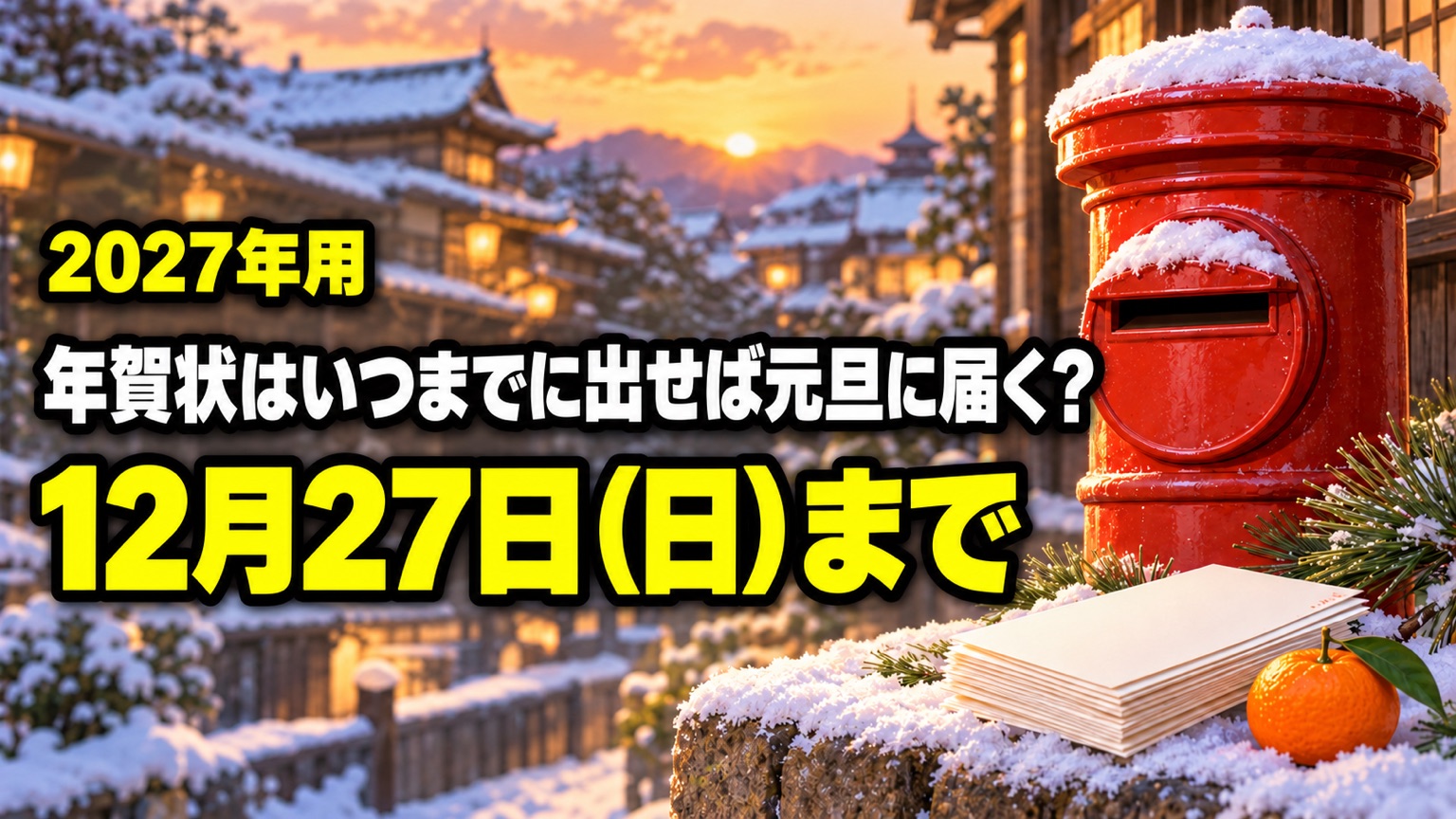 2027年用 年賀状はいつまでに出せば元旦に届く?12月27日(日)まで