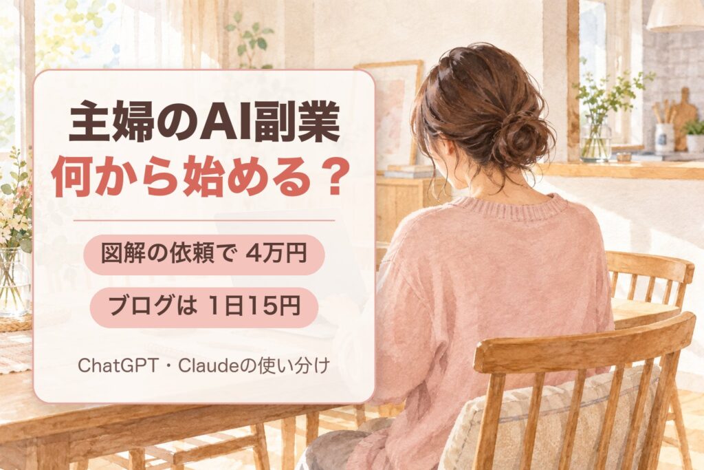 主婦のAI副業は何から始める？図解の依頼で4万円、ブログは1日15円